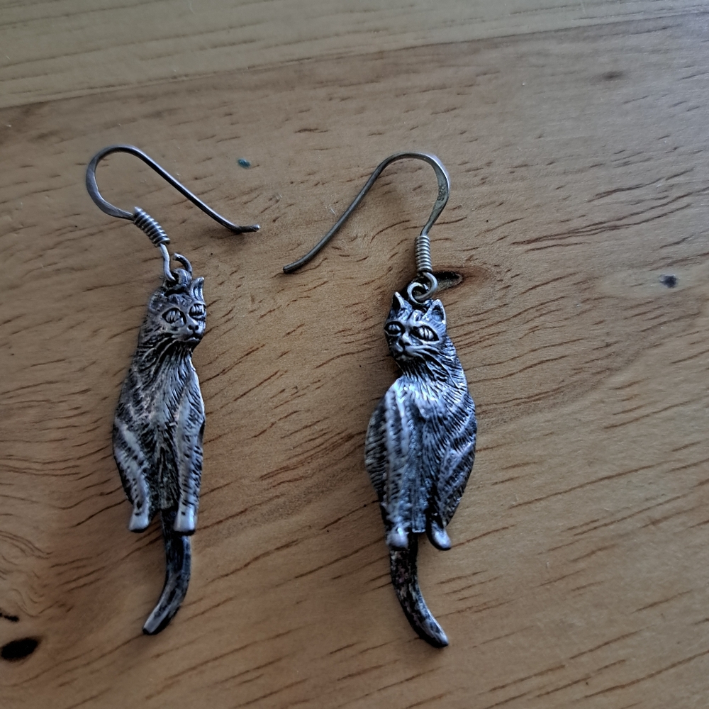 Silver Cat Earrings